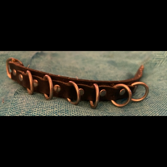 Genuine Leather metal ring/hoop cuff bracelet - Picture 10 of 11